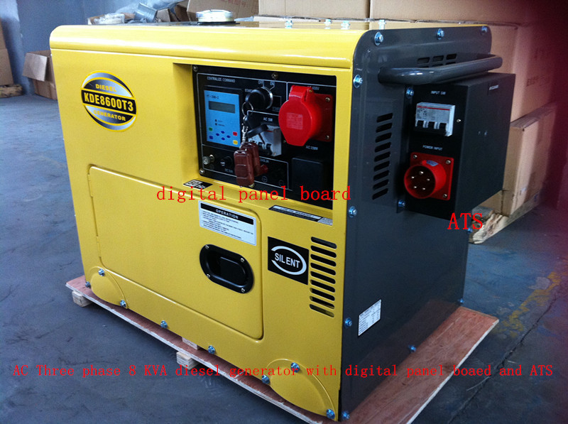 type silencieux de couleur du jaune 8KVA petit groupe électrogène diesel avec ATS, bas système d'alarme d'huile